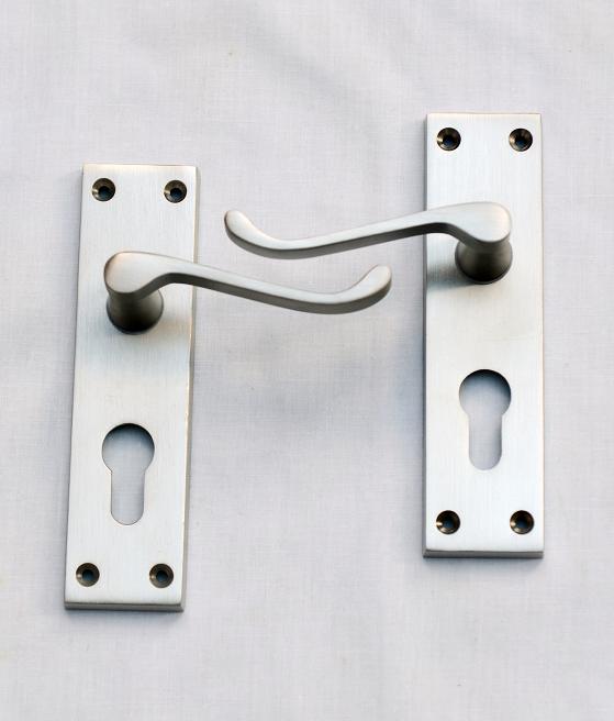 Victorian Scroll Lock EURO PROFILE Satin Nickel - 3012 SN